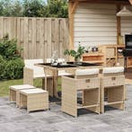 vidaXL 9-delige Tuinset met kussens poly rattan beige, Verzenden, Nieuw, Tuinset