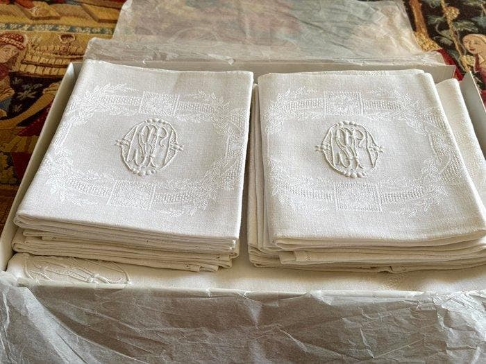 Service de table (11) - Linge de maison française .Beau, Antiquités & Art, Tapis & Textile