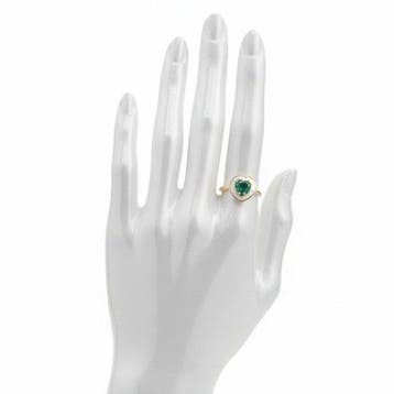 Ring - 14 karaat Geel goud - 1.20ct. tw. Smaragd - Diamant