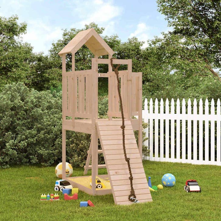 vidaXL Speelhuis met klimwand massief grenenhout, Kinderen en Baby's, Speelgoed | Buiten | Speeltoestellen, Nieuw, Verzenden