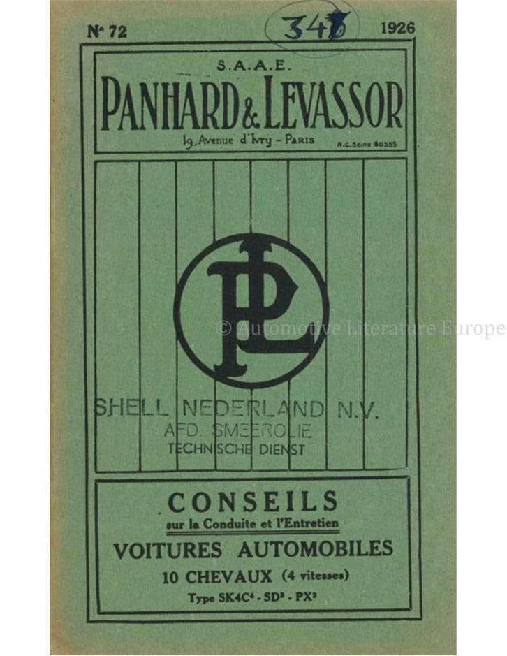 1926 PANHARD & LEVASSOR INSTRUCTIEBOEKJE FRANS, Auto diversen, Handleidingen en Instructieboekjes, Ophalen of Verzenden