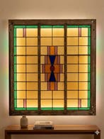 Art Deco Glas-in-loodraam - vervaardigd in een hoogwaardig, Antiek en Kunst