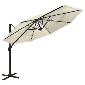 vidaXL Parasol 4-laags met aluminium paal 3x3 m zandkleurig, Verzenden, Nieuw