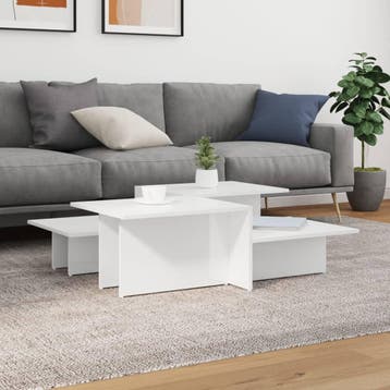 vidaXL Salontafels 2 st bewerkt hout hoogglans wit, Verzenden, Nieuw