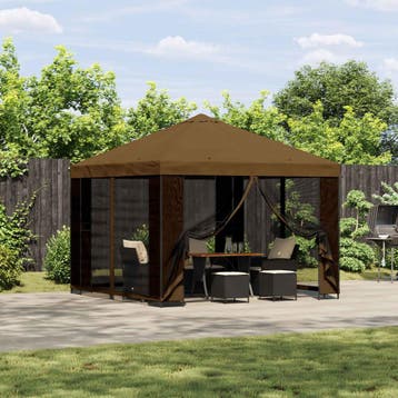 vidaXL Tuin gazebo met zijwanden 3 x 3 m Taupe Polyester en, Verzenden