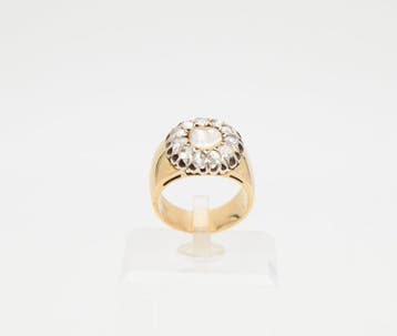 Ring - 18 karaat Geel goud Diamant (Natuurlijk) - Parel, Nieuw