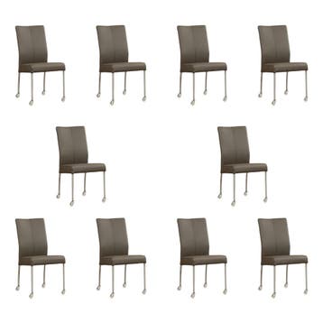 Set van 10 Leren eetkamerstoelen Comfort met wieltjes -, Huis en Inrichting, Ophalen of Verzenden, Nieuw, Leer, Eén