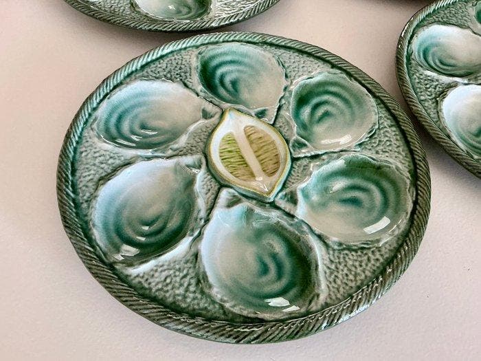 Art Deco Barbotine - Service à huîtres - Barbotine exclusive, Antiek en Kunst, Kunst | Designobjecten