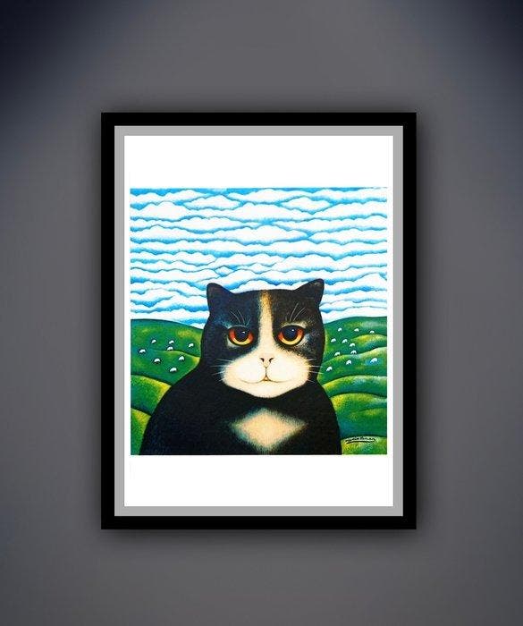 Martin Leman - “Black cat”. Gesigneerd in de plaat., Antiquités & Art, Art | Dessins & Photographie