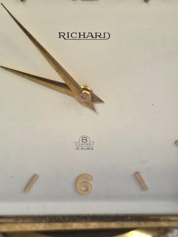 Compendium bureauklok weerstation - Richard - verguld, Antiek en Kunst