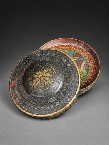 Miroir - Bronze, Verre, pigments, Or - Rare! Gatta Ji box