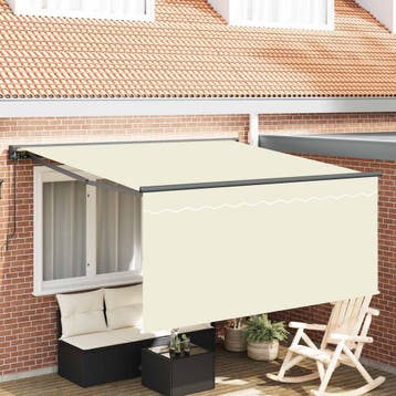 vidaXL Uitschuifbare luifel Crème 300 x 250 cm Polyester en, Tuin en Terras, Verzenden, Nieuw