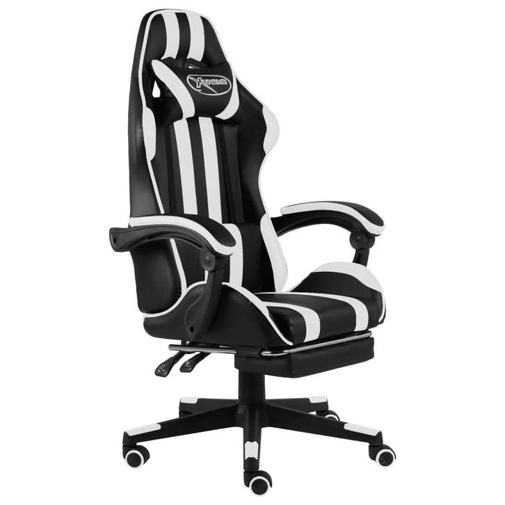vidaXL Racestoel met voetensteun kunstleer zwart en wit, Maison & Meubles, Chaises de bureau, Envoi