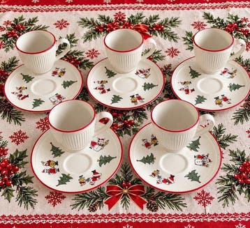 Wedgwood - Kop en schotel (5) - Windsor Christmas -
