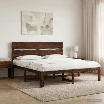 vidaXL Tweepersoonsbed met hoofdbord ROSTOCK Donkerbruin 200, Verzenden, Nieuw