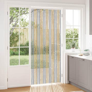 vidaXL Insecten Gordijn Chenille Grijs en Beige 90 x 220 cm, Verzenden