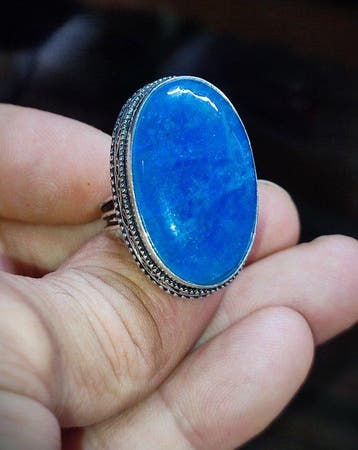 Très belle bague en argent 925 avec apatite de première, Verzamelen