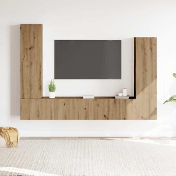 vidaXL 4-delig Tv-meubelset wandmontage bewerkt hout, Verzenden