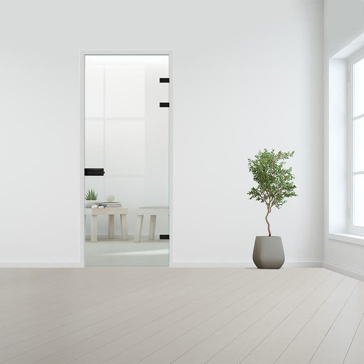 Glazen binnendeur XL voor stomp kozijn zwart beslag-Blank ge, Doe-het-zelf en Bouw, Glas en Ramen, Nieuw, Verzenden