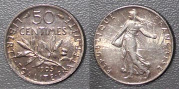 France Frankreich 50 Centimes 1905 Typ Saemann, Verzenden, België