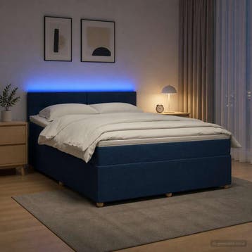 vidaXL Boxspringbed met matras met hoofdeinde Blauw 160 x, Verzenden, Nieuw