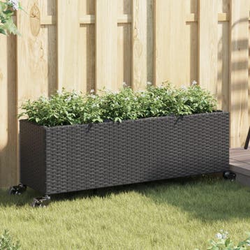 vidaXL Plantenbakken met wielen 2 st 107x32x38 cm poly, Verzenden