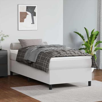 vidaXL Boxspring met matras kunstleer wit 90x200 cm, Verzenden, Nieuw