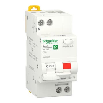 Schneider Resi9 Rcbo 1P+N 20A C-Courbe 30Ma 6Ka - R9D55620, Verzenden