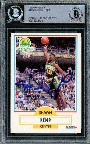 1990 Fleer - Shawn Kemp rookie-kaart met handtekening -, Nieuw