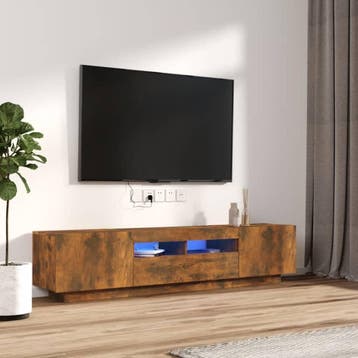 vidaXL 2-delige Tv-meubelset met LED bewerkt hout gerookt, Verzenden, Nieuw
