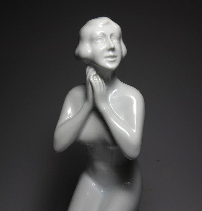 Sculpture, Art Deco Lady Sculpture (29cm) - 29 cm -, Antiquités & Art, Art | Objets design