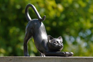strekkende kat - Statue, strekkende kat - 24 cm - résine