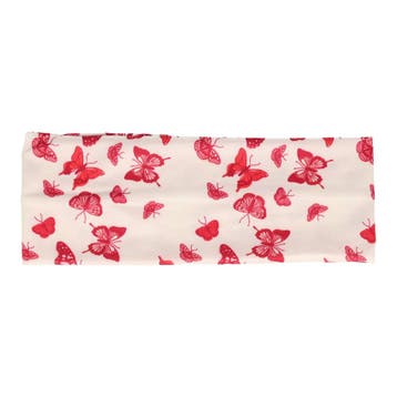 Haarband Stof 8cm - Vlinder Print - Wit Roze, Nieuw