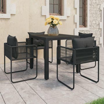 vidaXL 5-delige Tuinset PVC-rattan zwart, Tuin en Terras, Verzenden, Nieuw, Tuinset