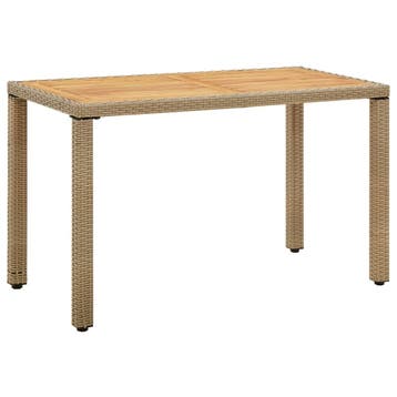 vidaXL Tuintafel 123x60x74 cm poly rattan en massief, Tuin en Terras, Verzenden, Nieuw