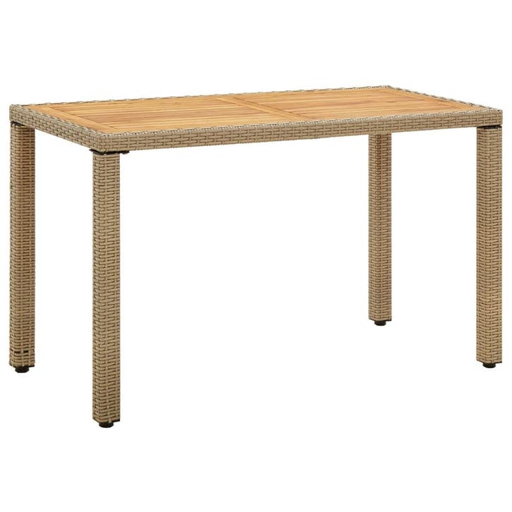 vidaXL Tuintafel 123x60x74 cm poly rattan en massief, Tuin en Terras, Tuintafels, Nieuw, Verzenden