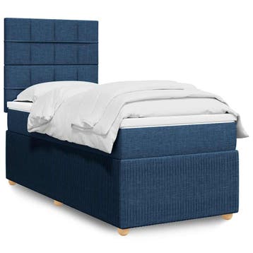 vidaXL Boxspring met matras stof blauw 80x200 cm, Verzenden
