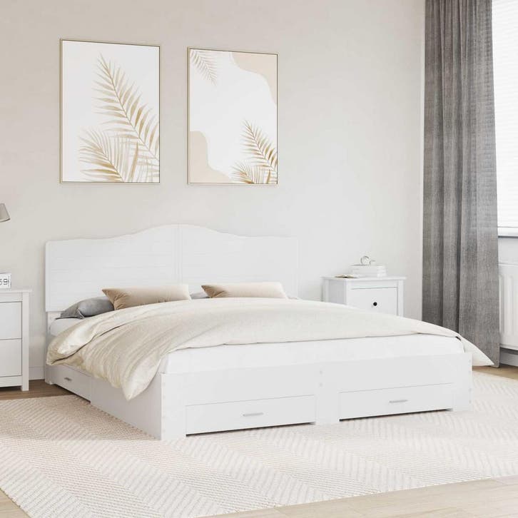 vidaXL Bedframe met hoofdeinde met lade Wit 180 x 200 cm, Maison & Meubles, Chambre à coucher | Lits, Envoi