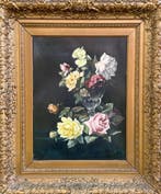 École allemande (XIX) - Still Life of Roses In Gadrooned