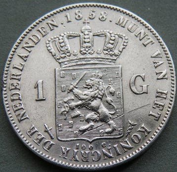 Nederland. Willem III. 1 Gulden 1858 (Zonder minimumprijs)