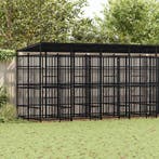 vidaXL Hondenkennel met dak 14,75 m² staal, Verzenden, Nieuw