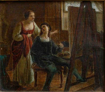 Italiaanse school (XIX) - Raffaello e la fornarina nello