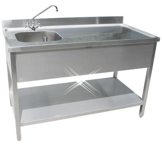Rvs cheftafel met bodemschap 1600x700x900 mm (spoelbak links, Articles professionnels, Horeca | Mobilier & Aménagement, Envoi