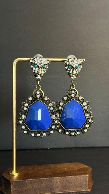 Boucles doreilles élégantes Panthère bleue impériale, Nieuw