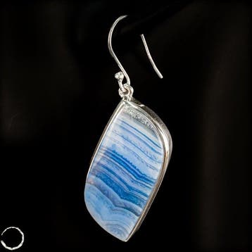 Zeer zeldzame blauwe laceagaat Oorbellen 76,55 ct 925