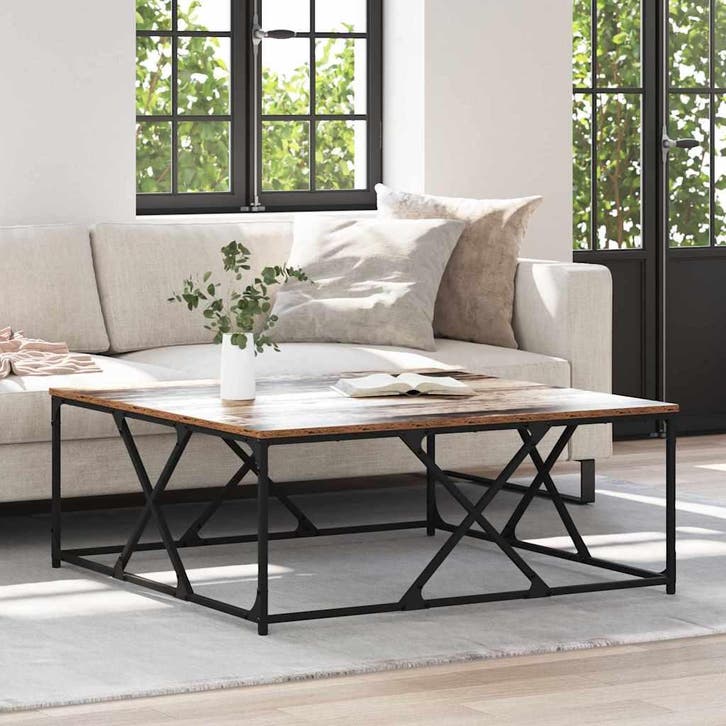 vidaXL Salontafel Oud Hout 100 x 100 x 40 cm Bewerkt hout, Huis en Inrichting, Tafels | Salontafels, Nieuw, Verzenden