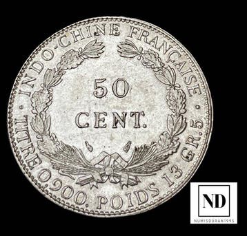Indochine française. 50 Cents 1936, Postzegels en Munten