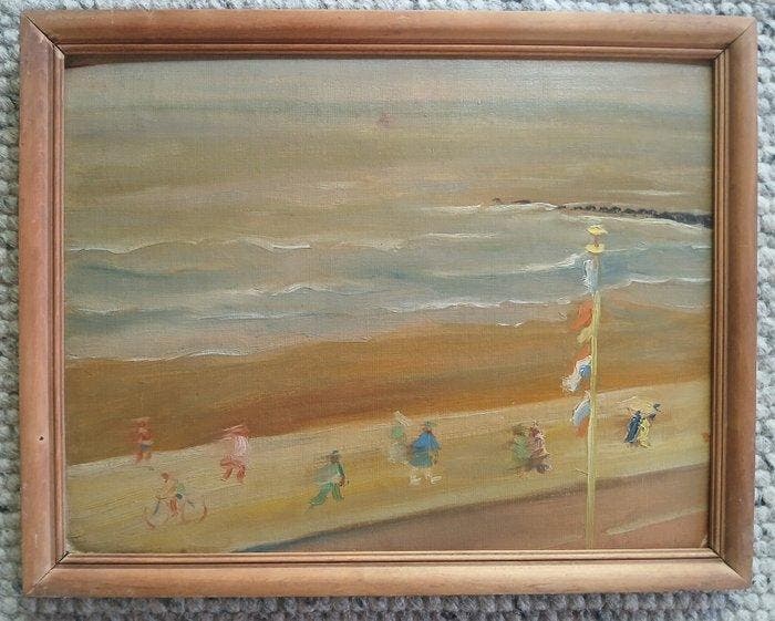 Henri Valery Vanderpoorten (1897-1977) - Dijk, strand en zee, Antiek en Kunst, Kunst | Schilderijen | Klassiek