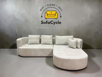 Beige velours zetel met slaapfunctie – praktisch comfort met, Verzenden