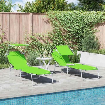 vidaXL Ligstoel 2 st Polyester Groen, Verzenden, Nieuw